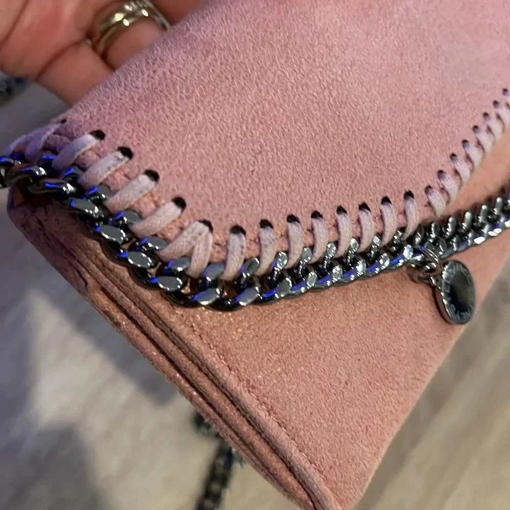 Stella McCartney Mini Falabella Metallic Wallet in Pink Suede - Picture 13 of 15